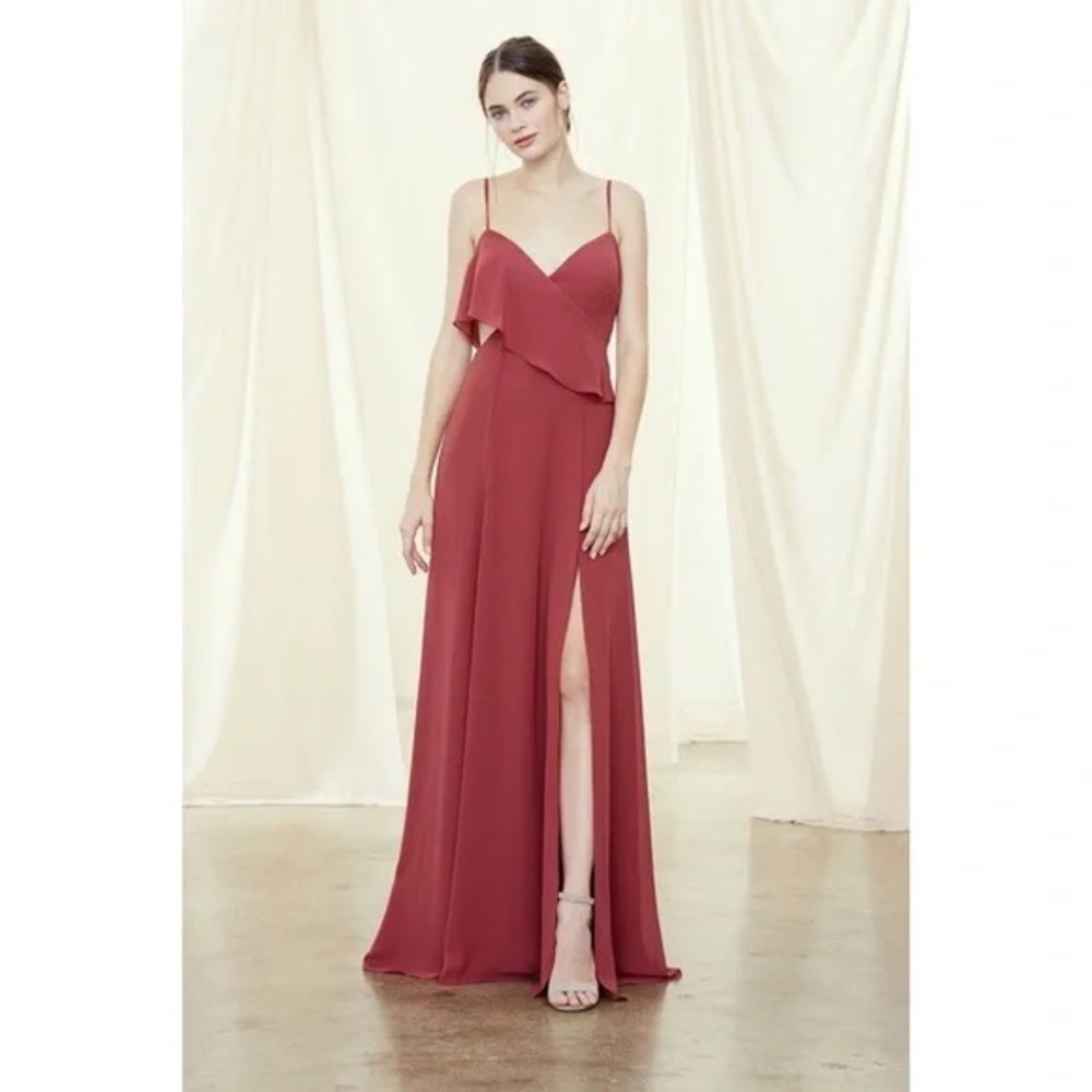 Amsale Arabella Flat Chiffon Maxi Dress Peony size 6